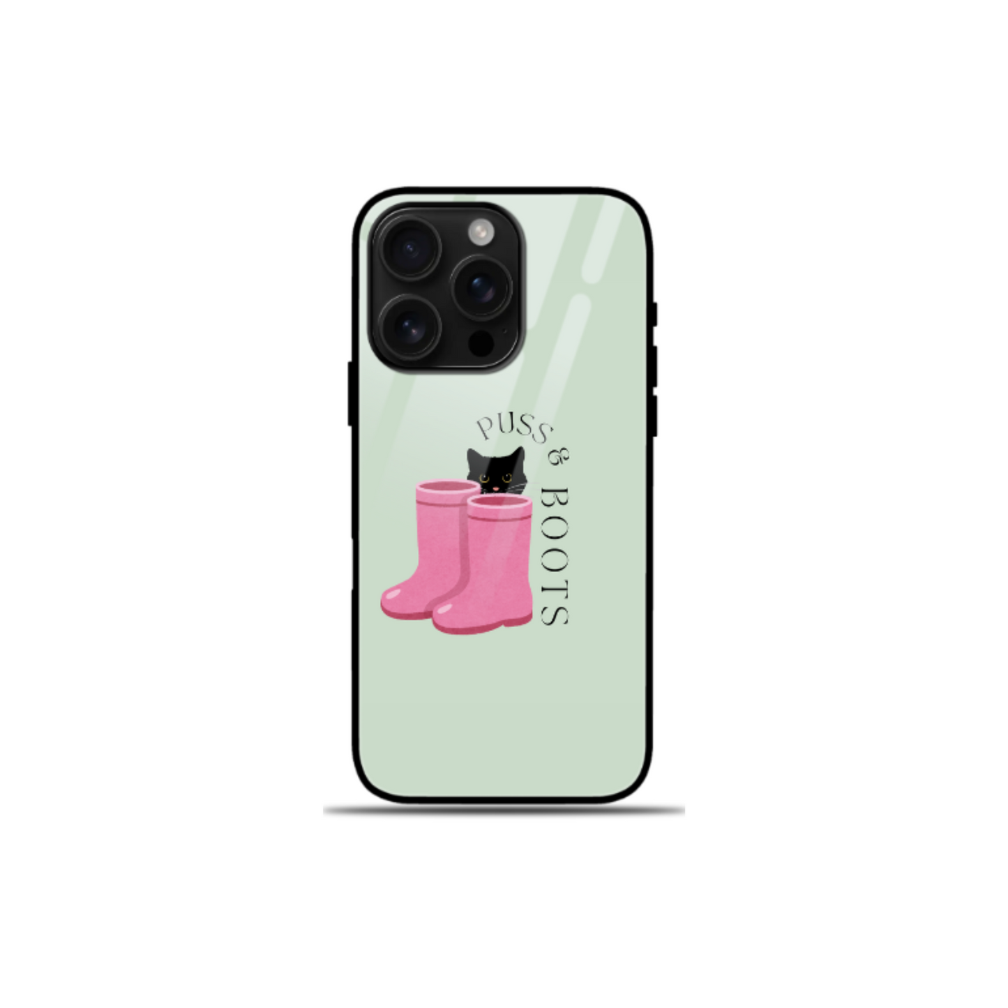 iPhone Glass Case - Puss & Boots